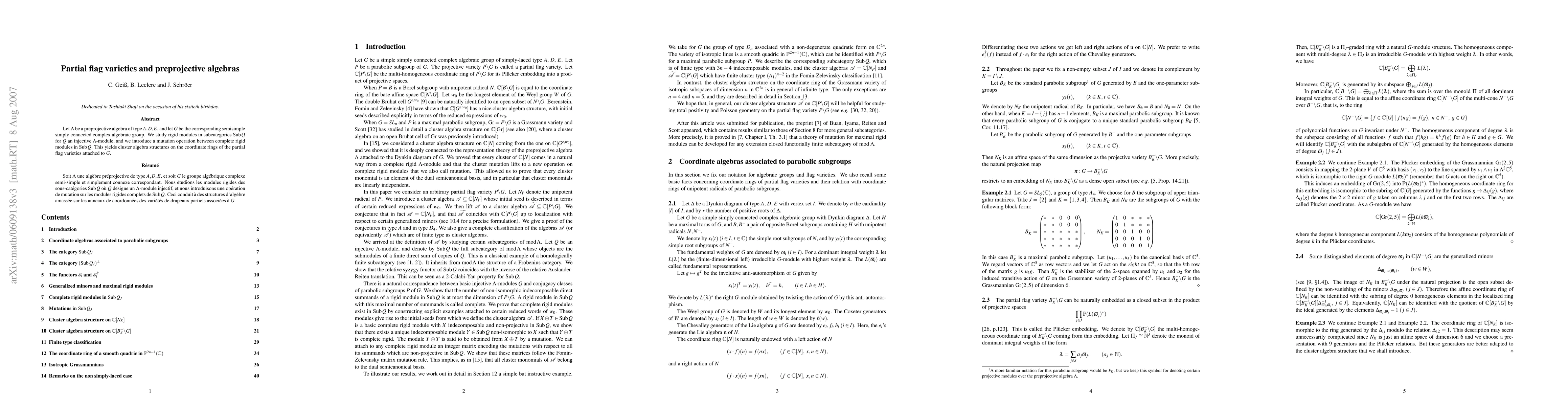 Thumbnail for Partial flag varieties and preprojective algebras