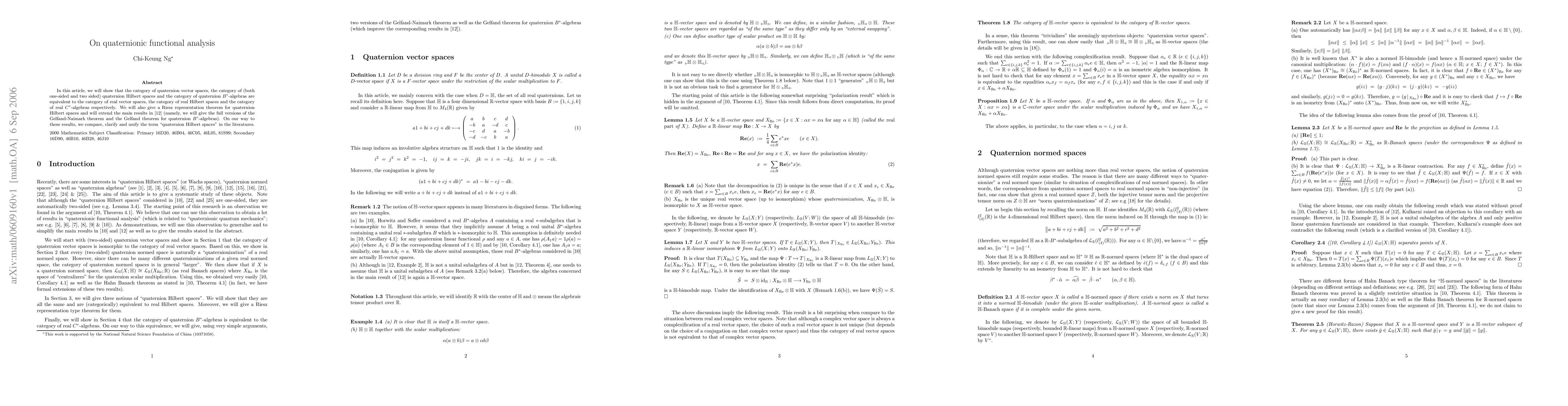 Thumbnail for On quaternionic functional analysis