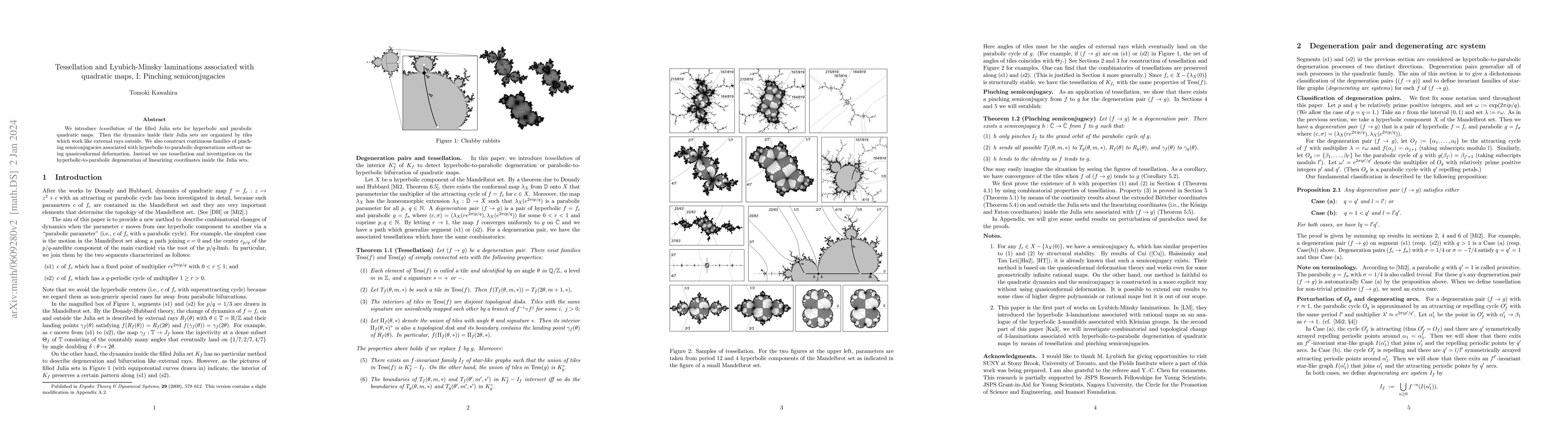 Thumbnail for Tessellation and Lyubich-Minsky laminations associated with quadratic
  maps, I: Pinching semiconjugacies