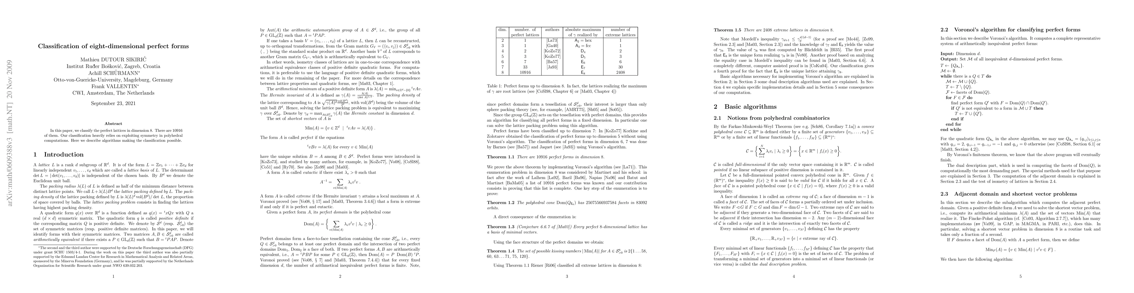 Thumbnail for Classification of eight dimensional perfect forms