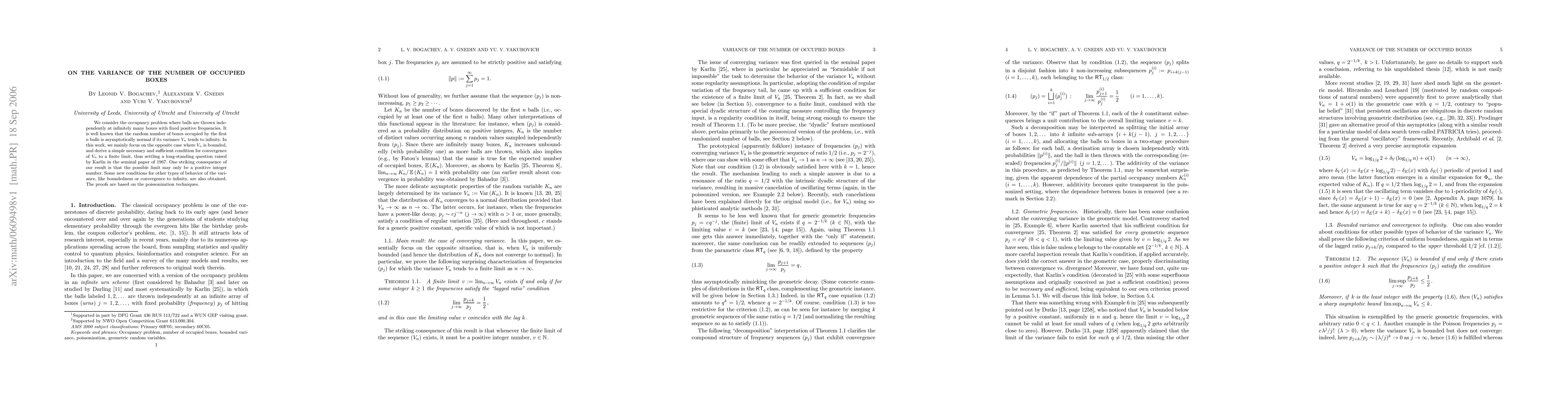 Thumbnail for On the variance of the number of occupied boxes