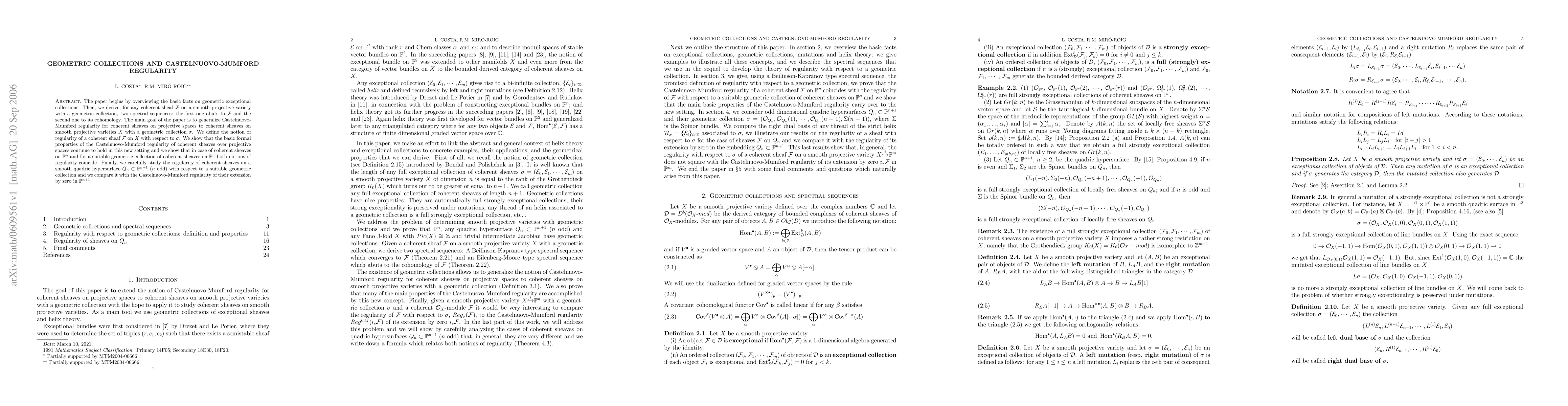 Thumbnail for Geometric collections and Castelnuovo-Mumford Regularity