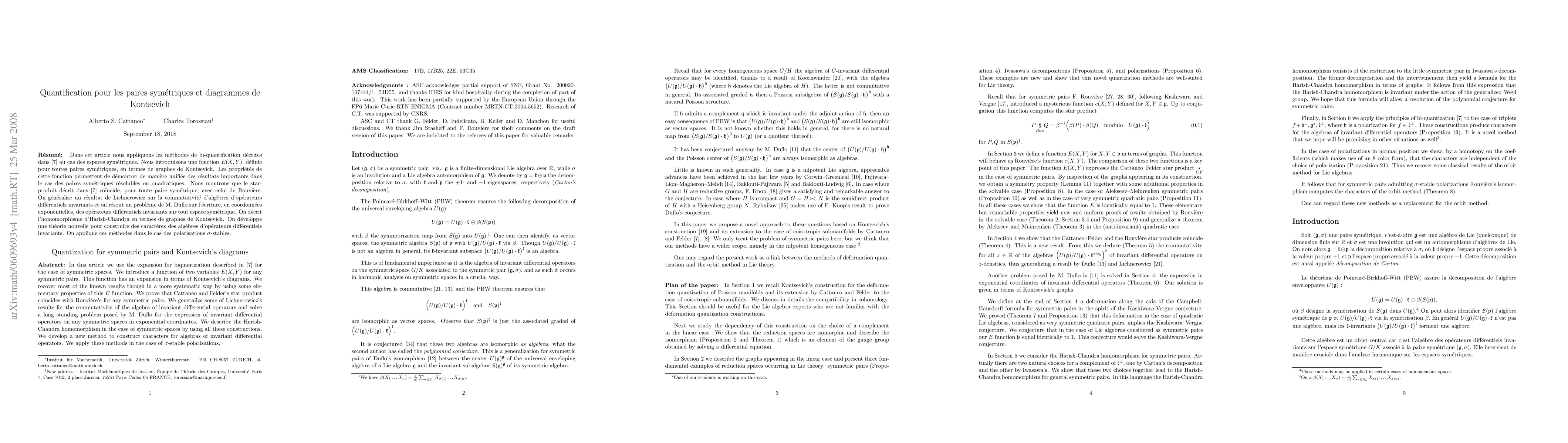 Thumbnail for Quantification pour les paires symetriques et diagrammes de Kontsevich