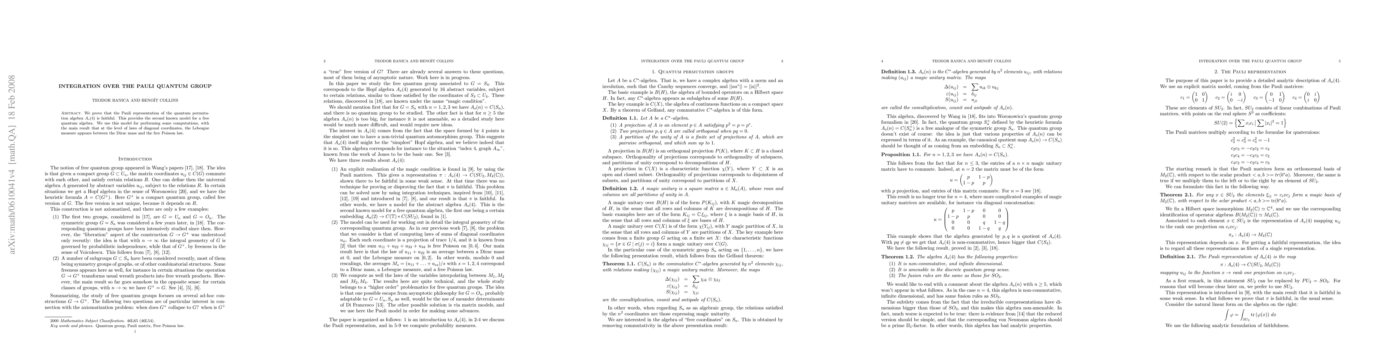 Thumbnail for Integration over the Pauli quantum group
