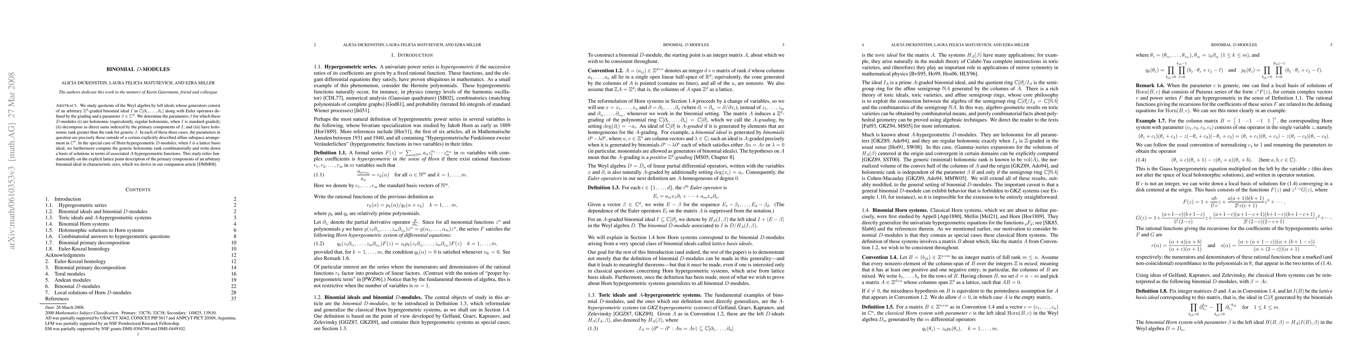 Thumbnail for Binomial D-modules