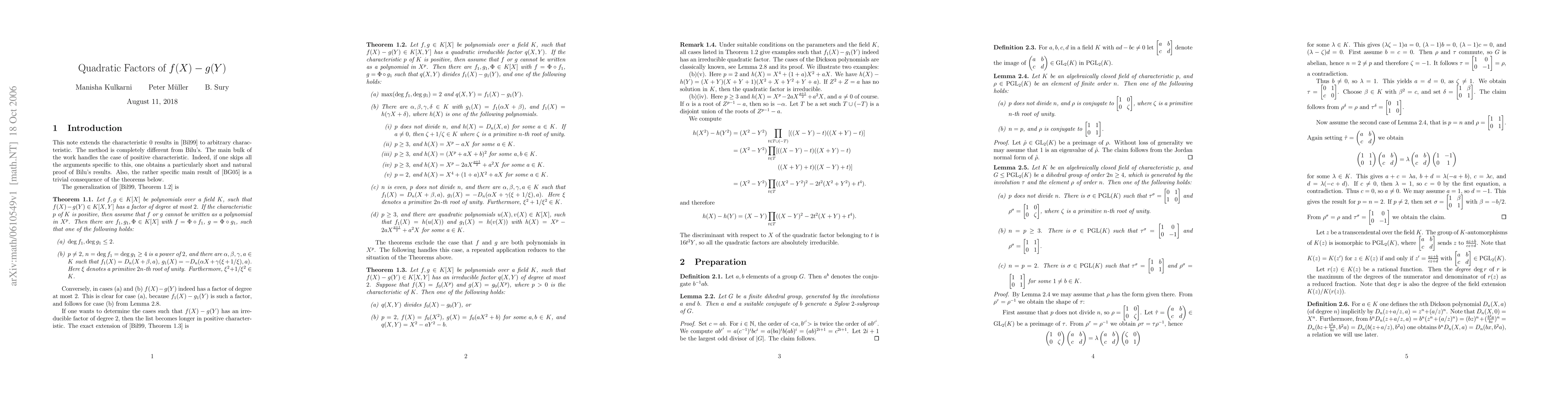 Thumbnail for Quadratic Factors of $f(X)-g(Y)$