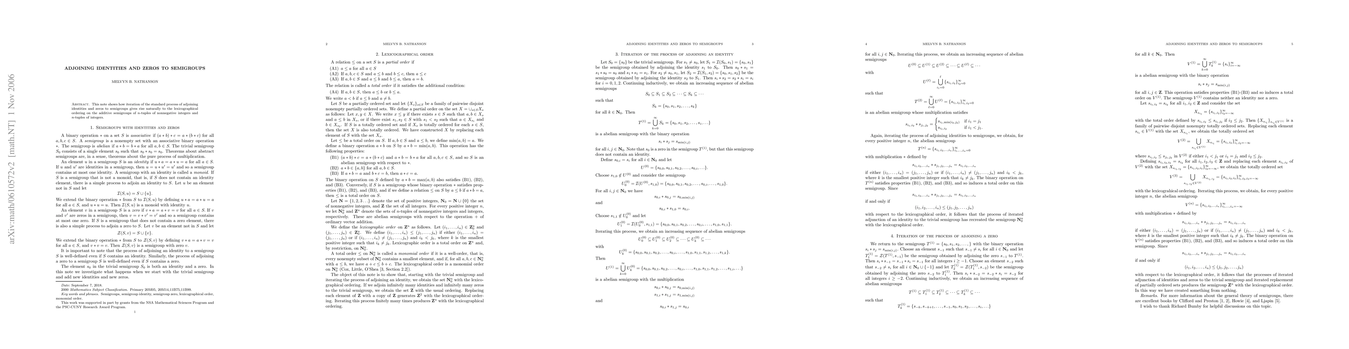 Thumbnail for Adjoining identities and zeros to semigroups
