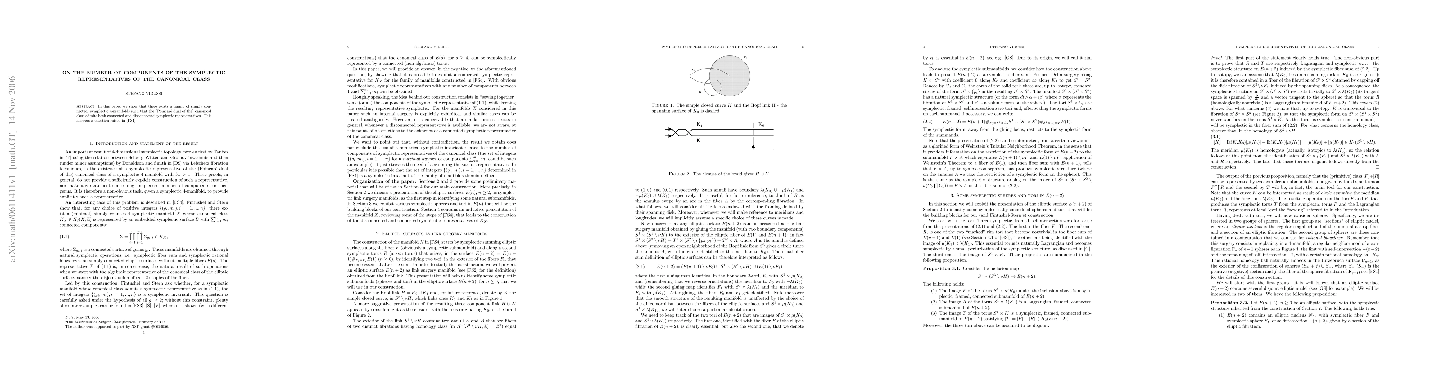 Thumbnail for On the Number of Components of the Symplectic Representatives of the
  Canonical Class