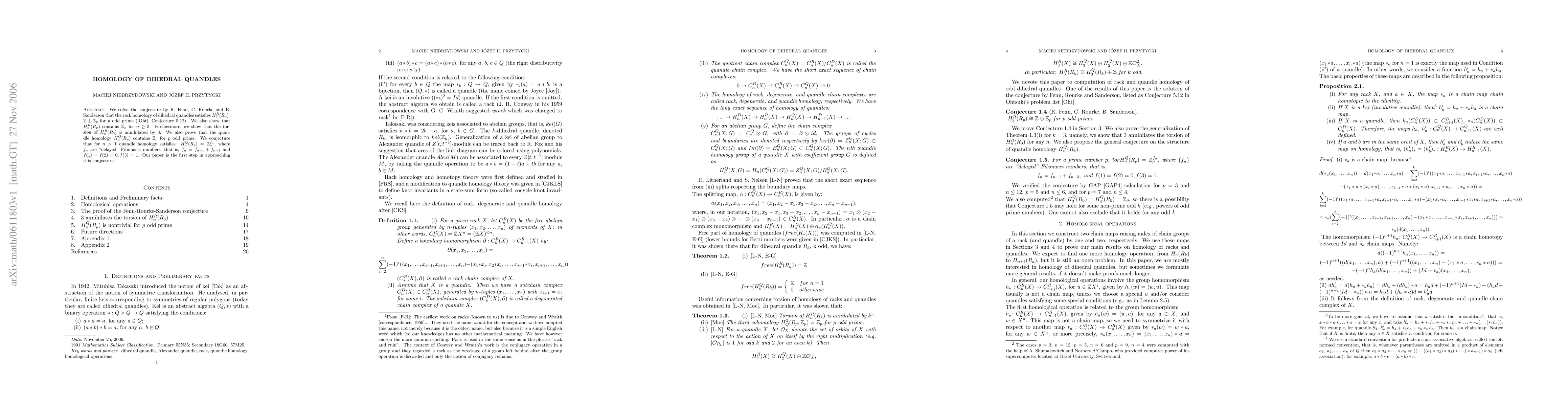 Thumbnail for Homology of dihedral quandles