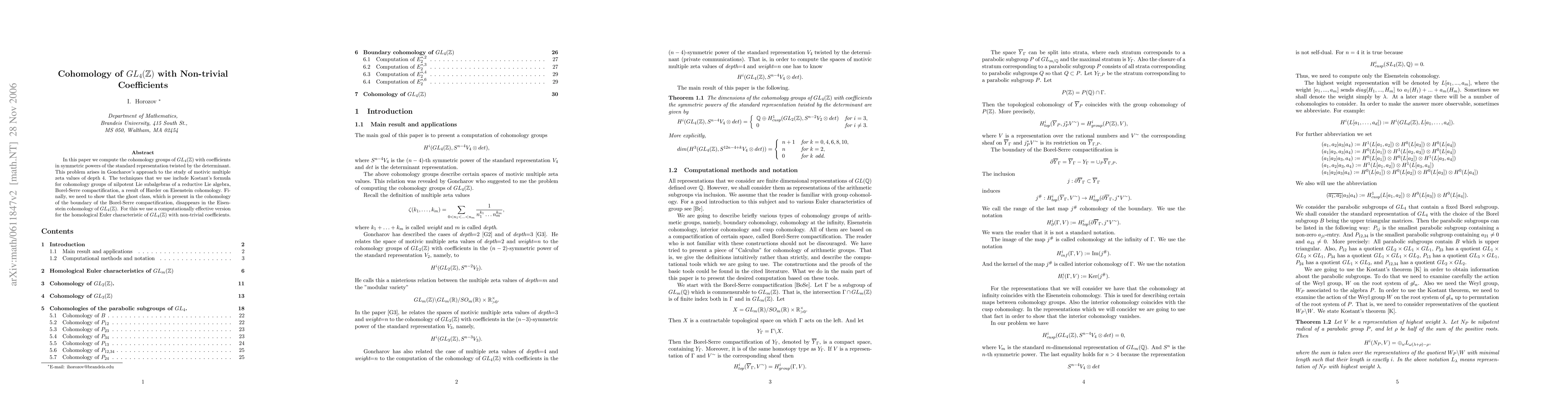 Thumbnail for Cohomology of GL(4,Z) with Non-trivial Coefficients