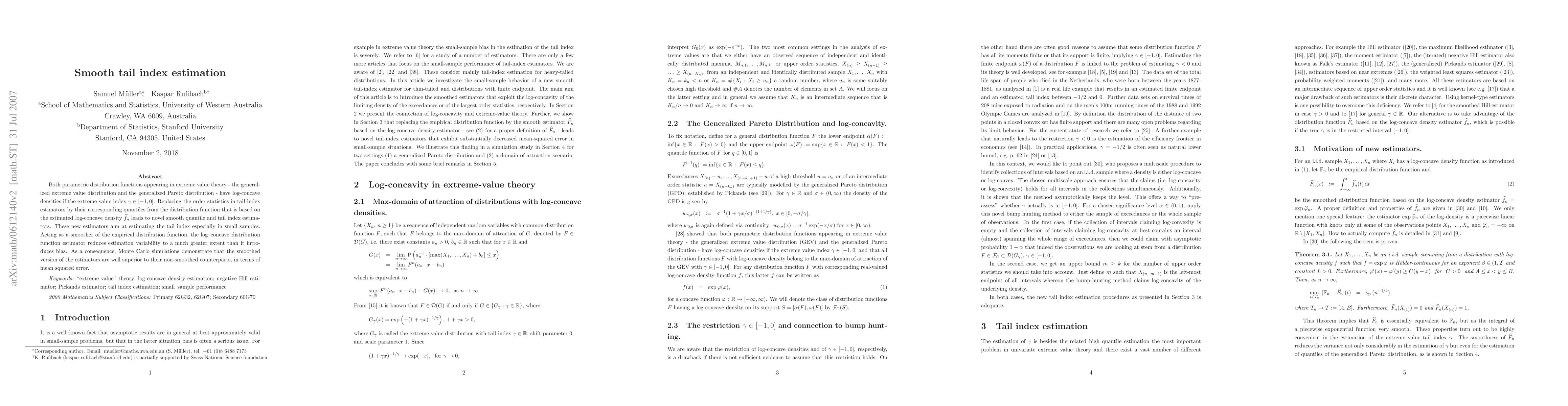 Thumbnail for Smooth tail index estimation