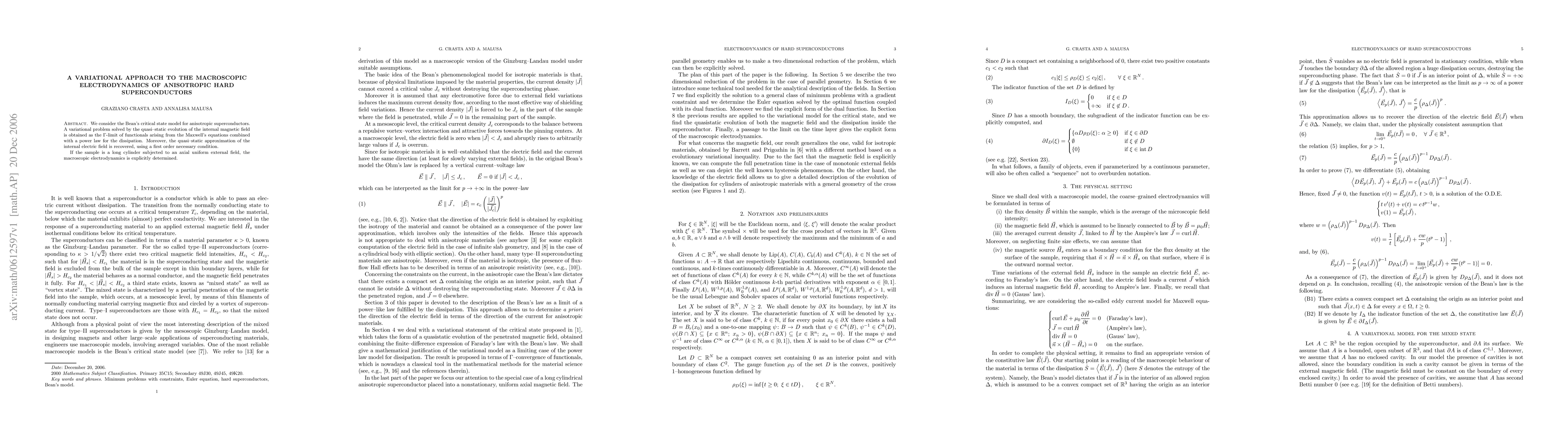 Thumbnail for A variational approach to the macroscopic electrodynamics of anisotropic
  hard superconductors