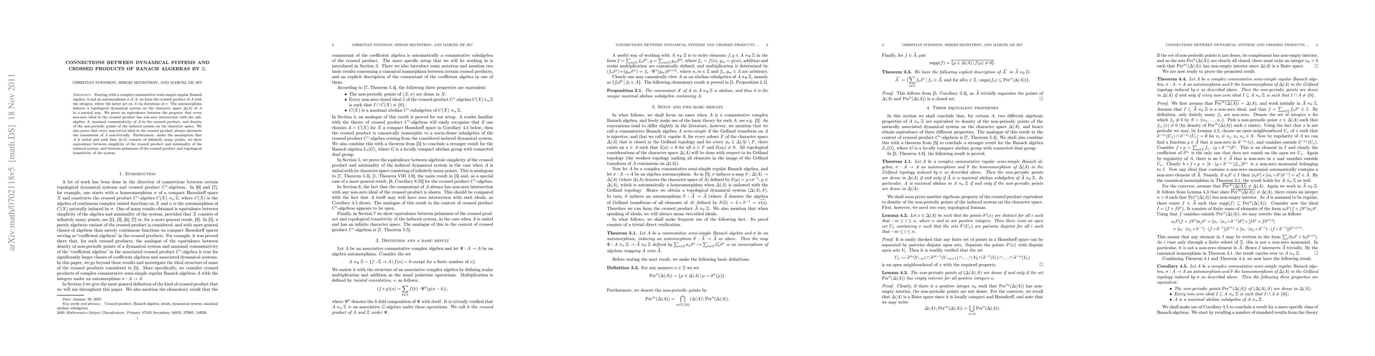 Thumbnail for Connections between dynamical systems and crossed products of Banach
  algebras by $\mathbb{Z}$