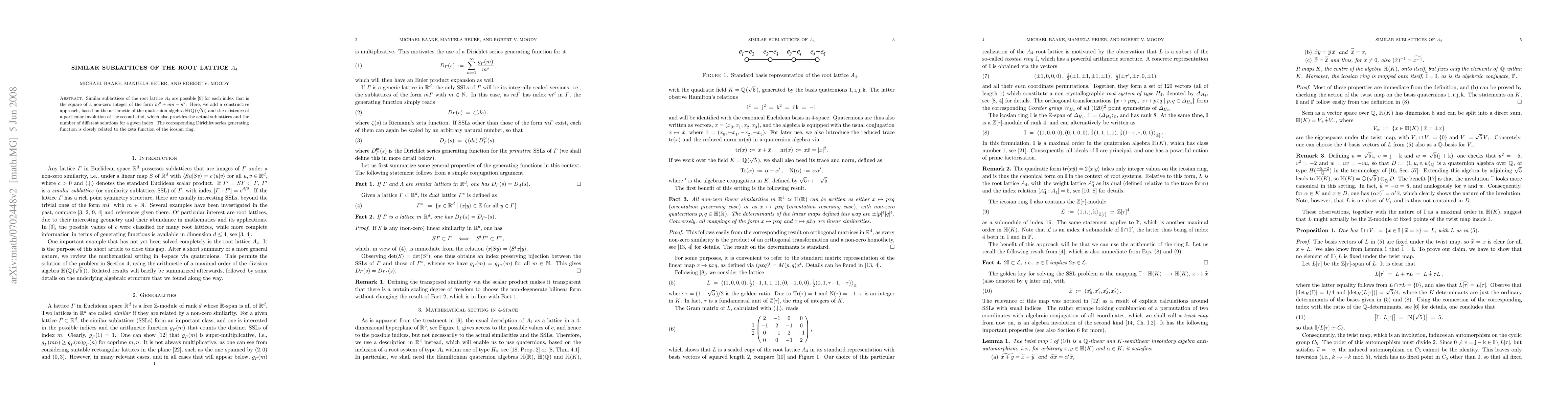 Thumbnail for Similar sublattices of the root lattice $A_4$