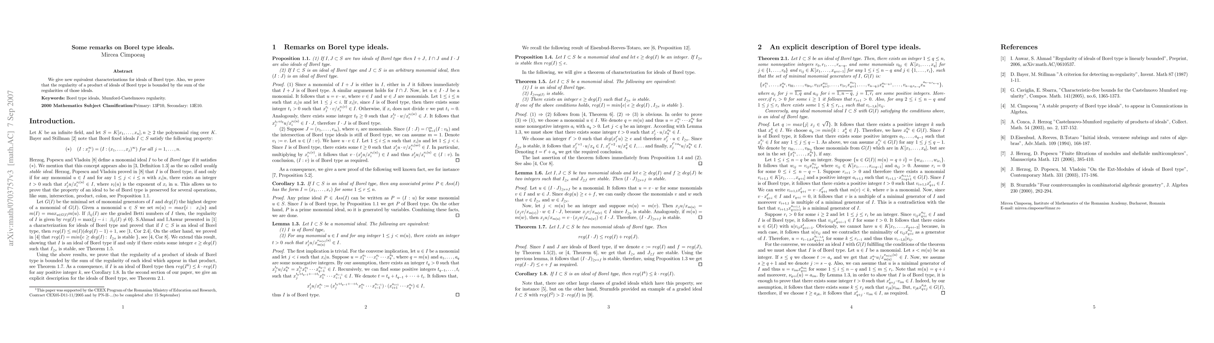 Thumbnail for Some remarks on Borel type ideals