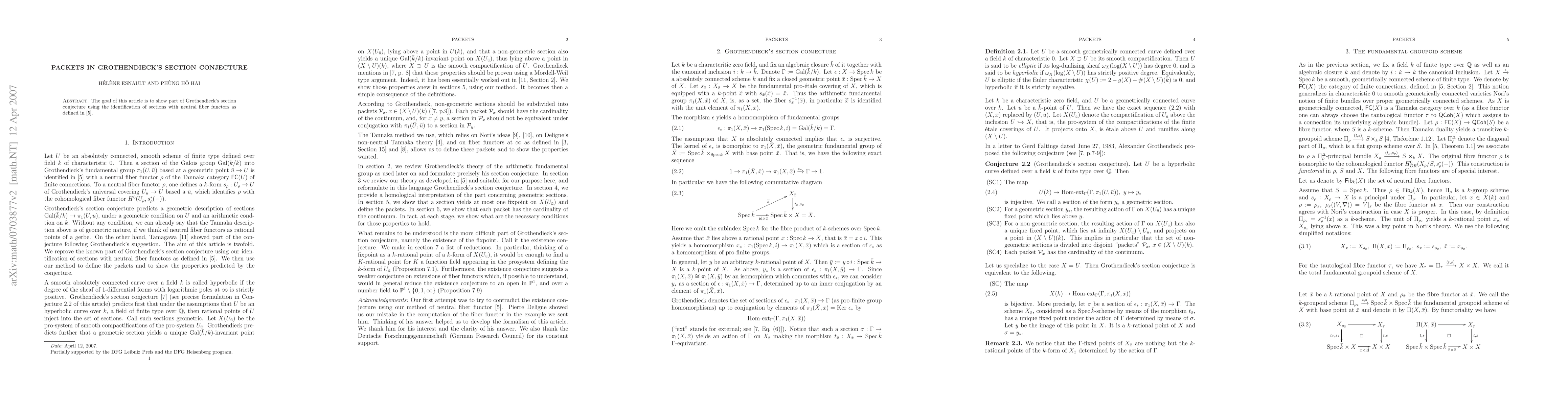 Thumbnail for Packets in Grothendieck's Section Conjecture