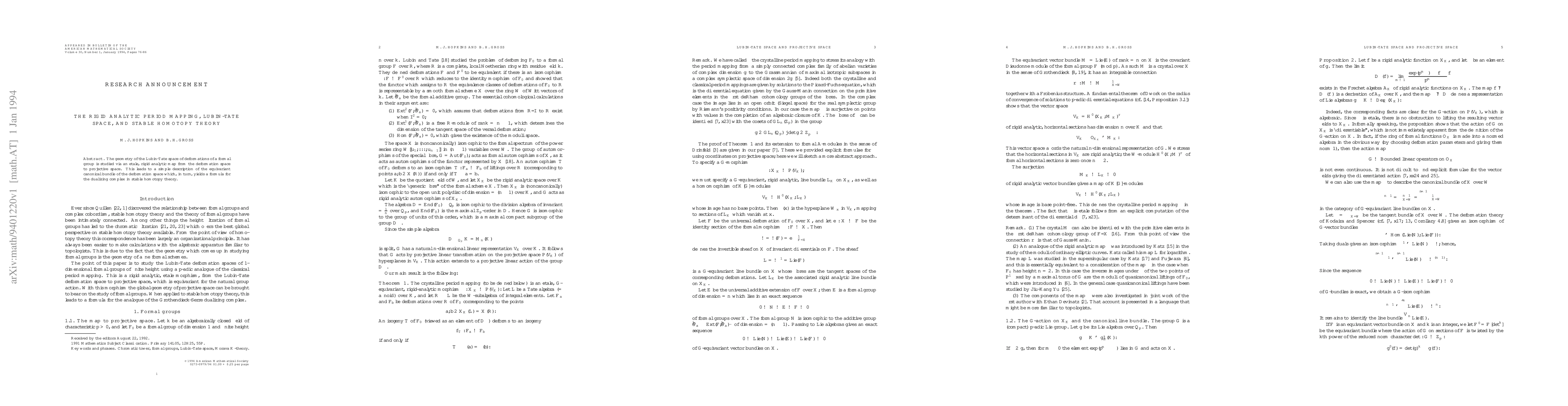 Thumbnail for The rigid analytic period mapping, Lubin-Tate space, and stable homotopy
  theory