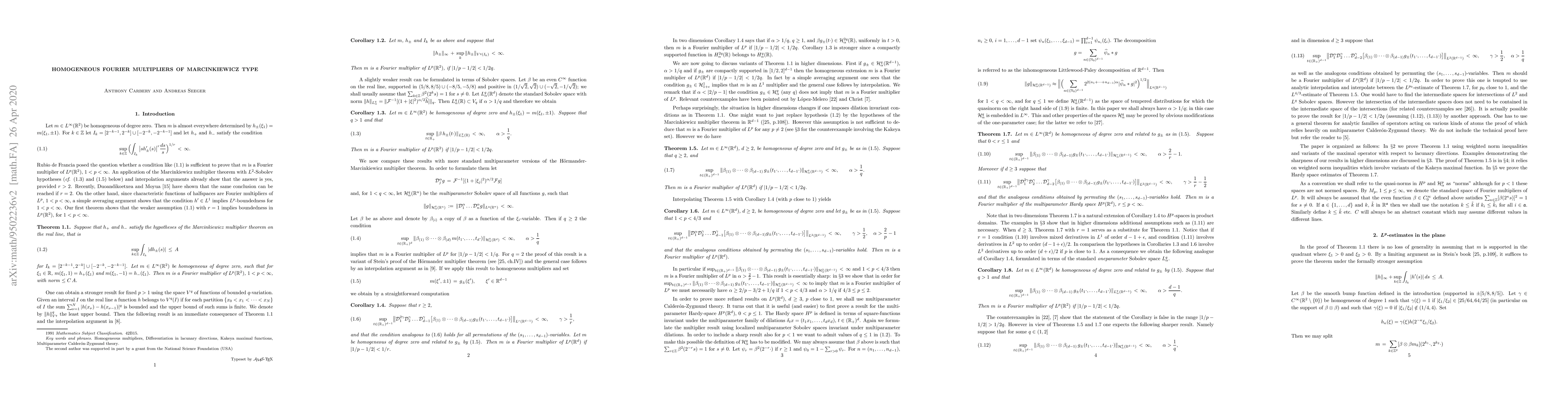 Thumbnail for Homogeneous Fourier multipliers of Marcinkiewicz type