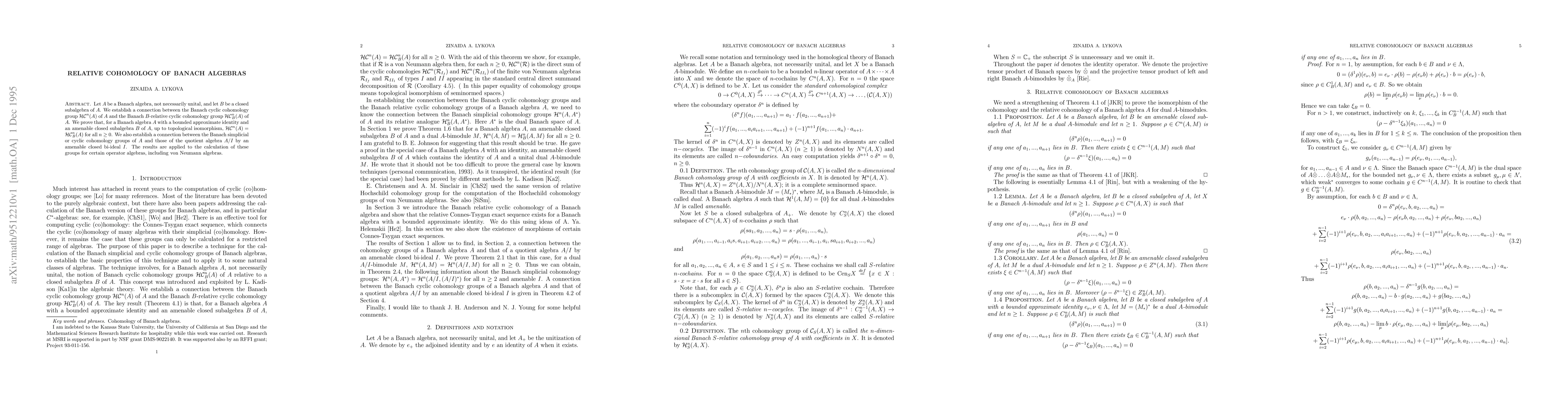 Thumbnail for Relative cohomology of Banach algebras