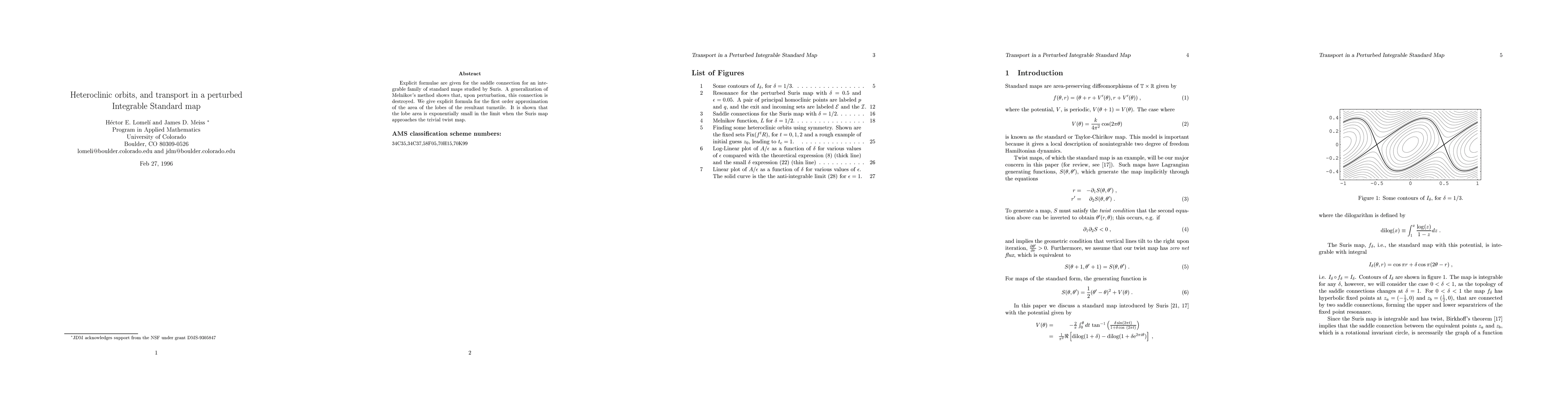 Thumbnail for Heteroclinic orbits and transport in a perturbed integrable standard map