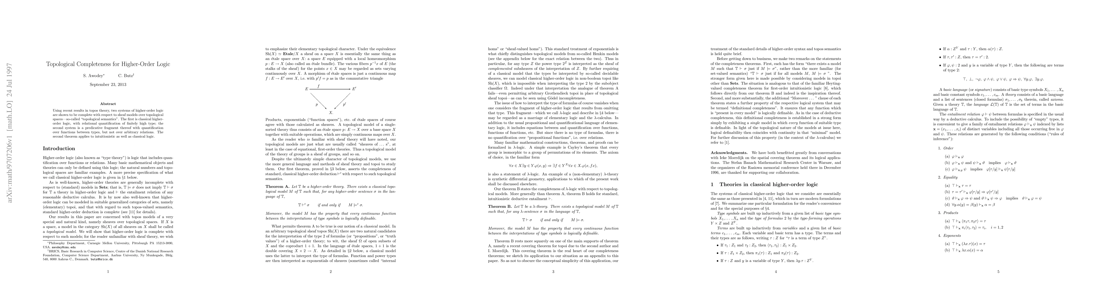 Thumbnail for Topological Completeness for Higher-Order Logic