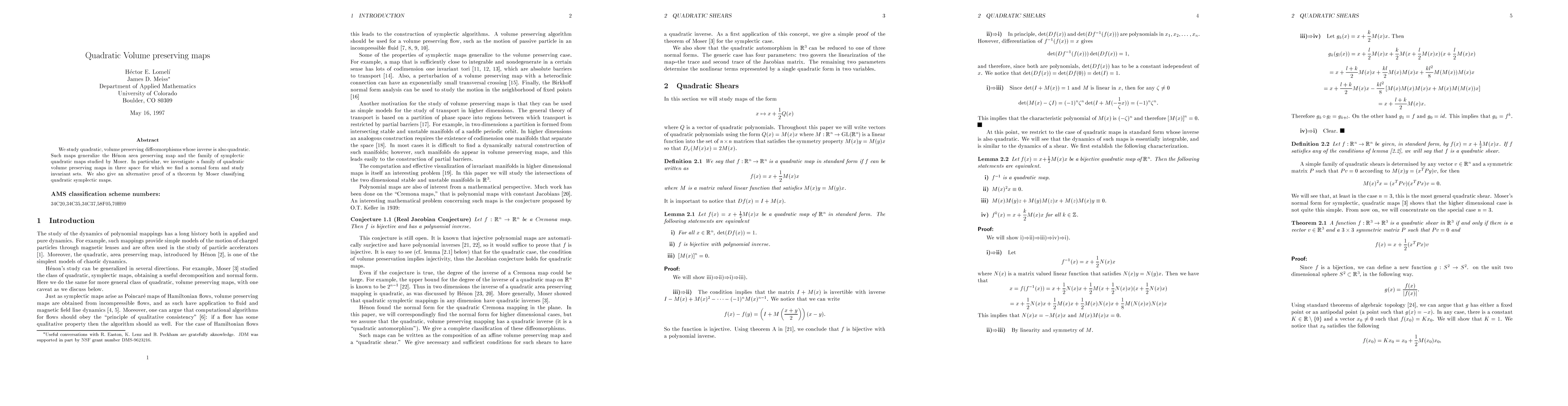 Thumbnail for Quadratic volume preserving maps