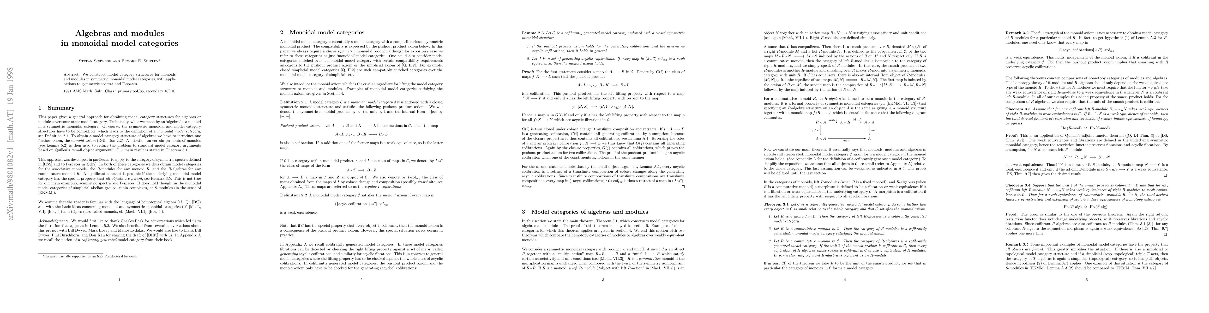 Thumbnail for Algebras and modules in monoidal model categories