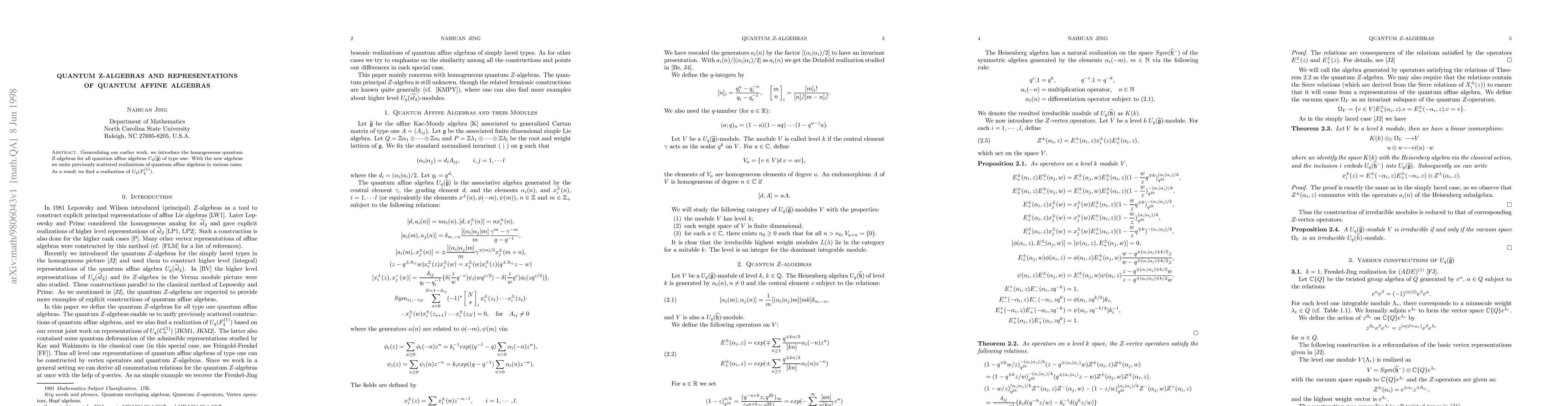 Thumbnail for Quantum Z-algebras and representations of quantum affine algebras