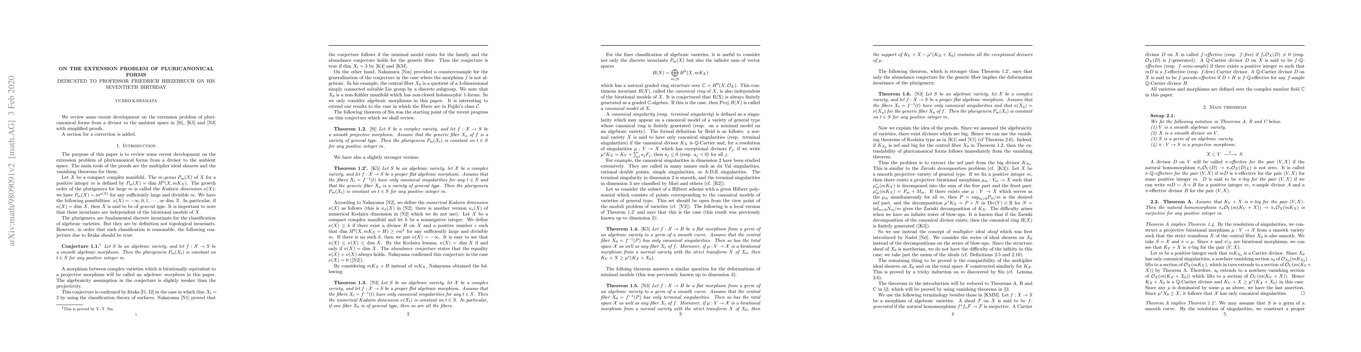 Thumbnail for On the extension problem of pluricanonical forms