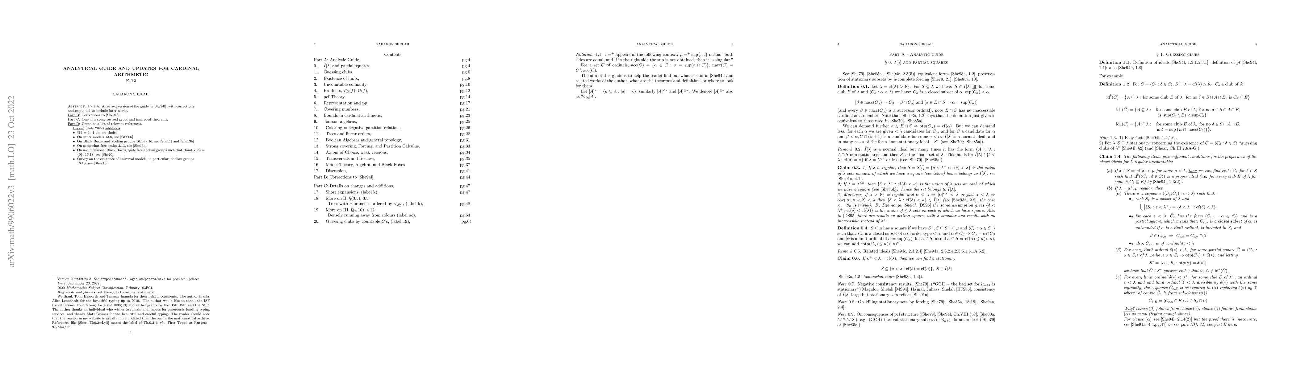 Thumbnail for Analytical Guide and updates for "Cardinal Arithmetic"