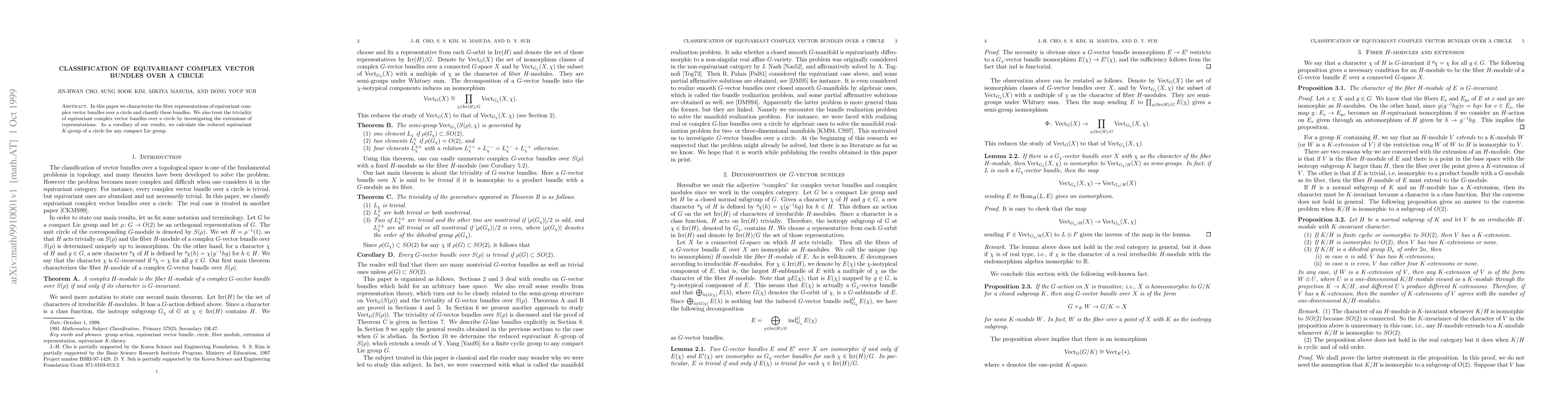 Thumbnail for Classification of Equivariant Complex Vector Bundles over a Circle