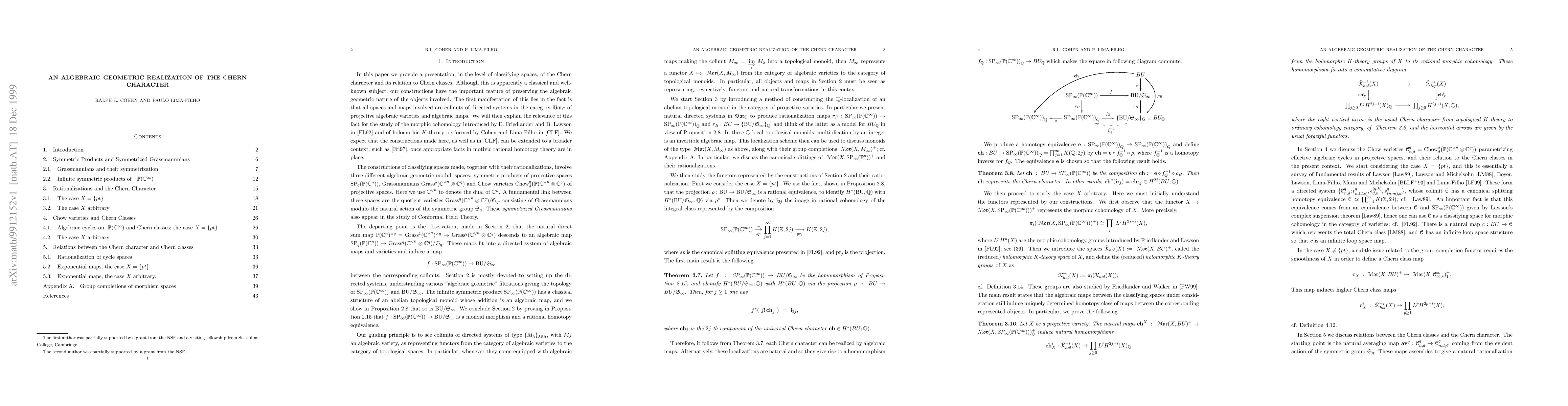 Thumbnail for An algebraic geometric realization of the Chern character
