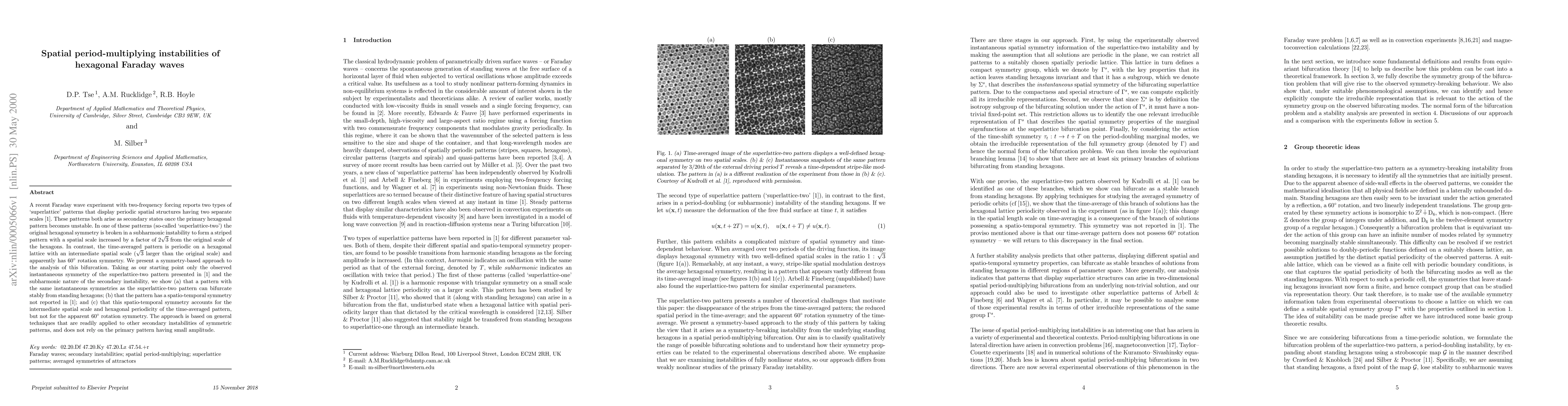 Thumbnail for Spatial period-multiplying instabilities of hexagonal Faraday waves