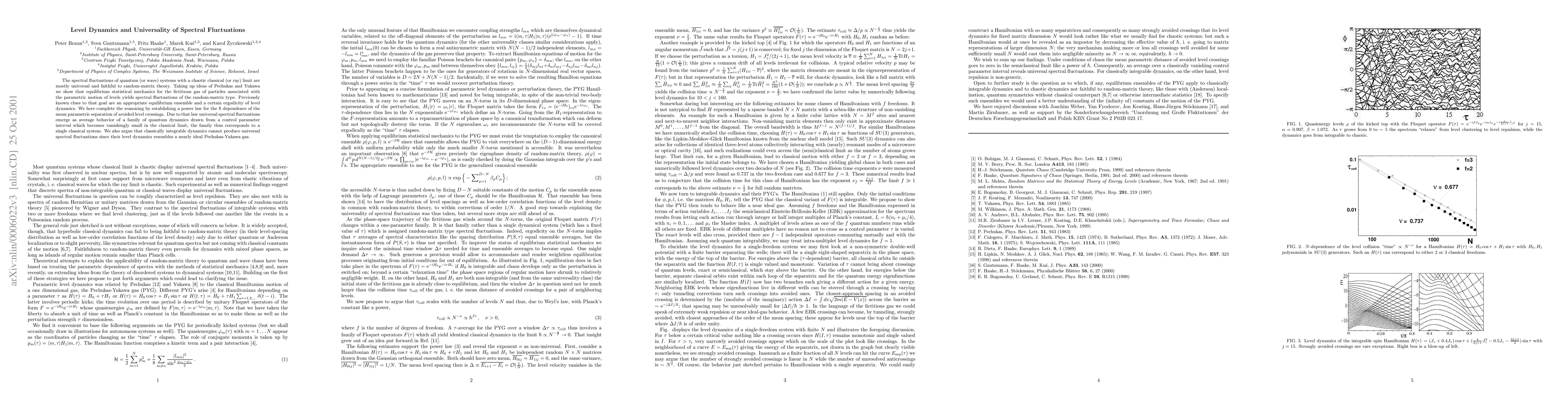 Thumbnail for Level Dynamics and Universality of Spectral Fluctuations