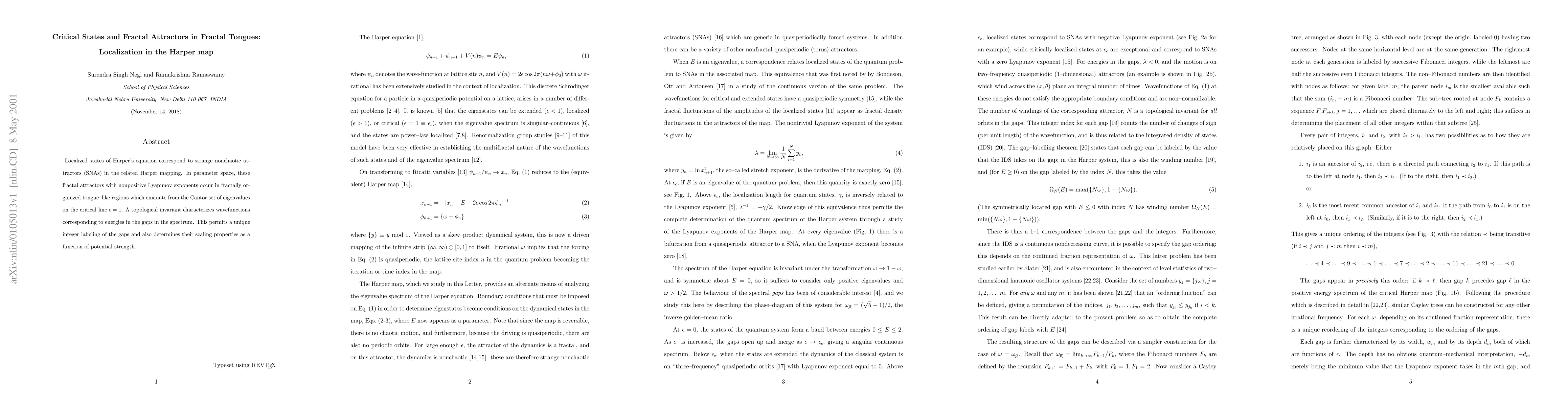 Thumbnail for Critical States and Fractal Attractors in Fractal Tongues: Localization
  in the Harper map