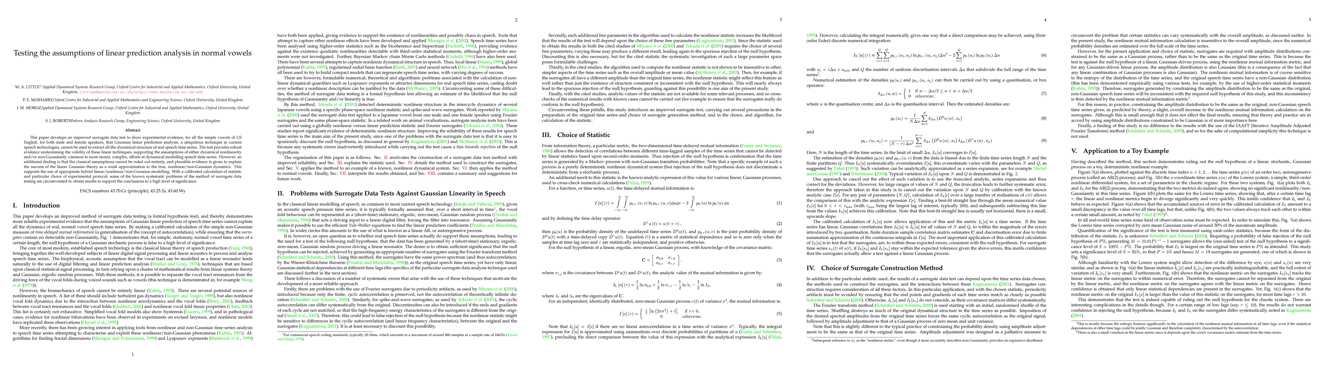 Thumbnail for Testing the assumptions of linear prediction analysis in normal vowels