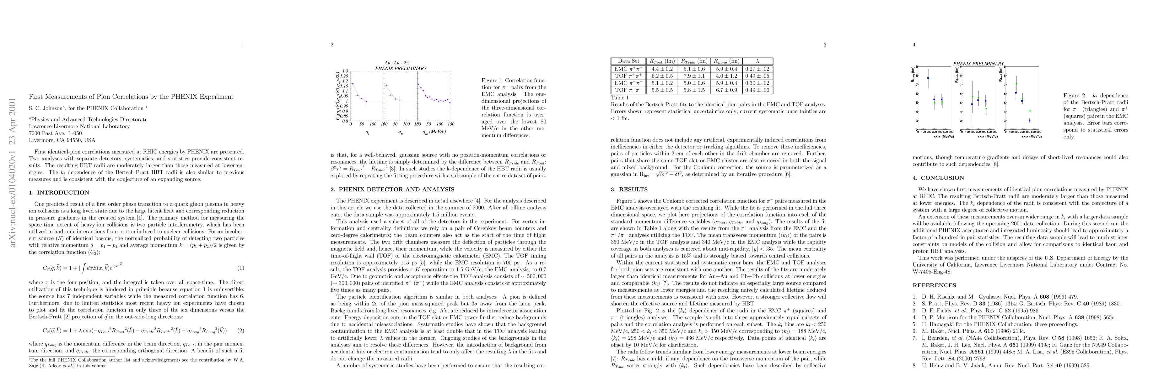 Thumbnail for First Measurements of Pion Correlations by the PHENIX Experiment