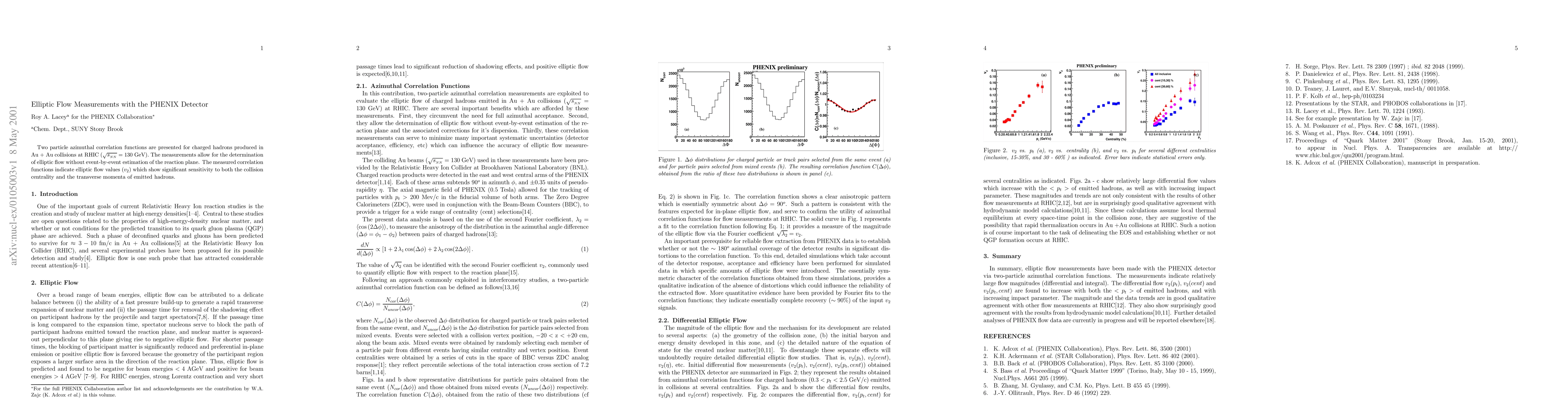 Thumbnail for Elliptic Flow Measurements with the PHENIX Detector
