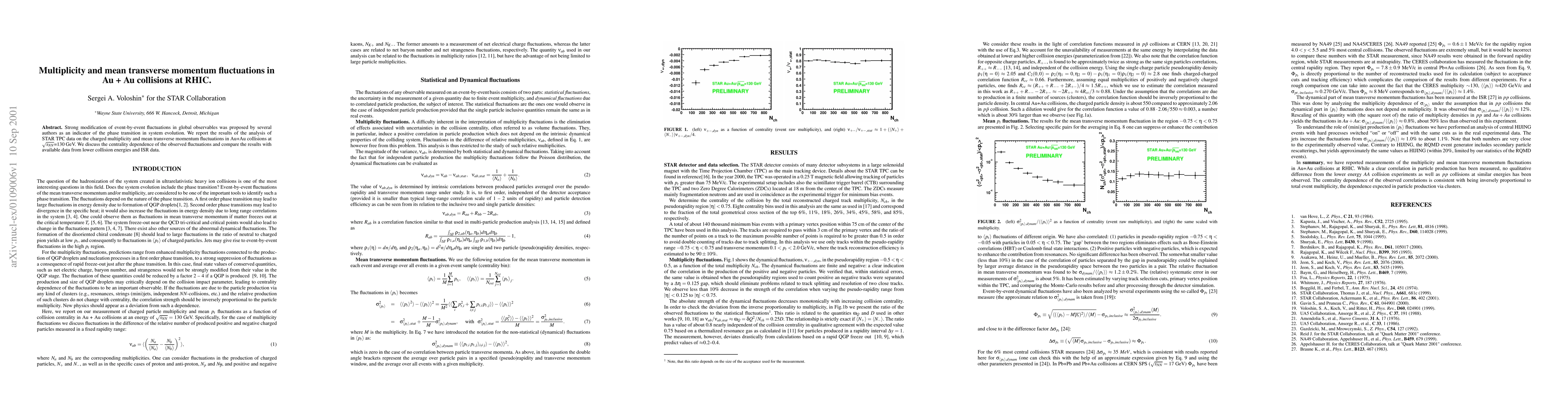 Thumbnail for Multiplicity and mean transverse momentum fluctuations in Au + Au
  collisions at RHIC