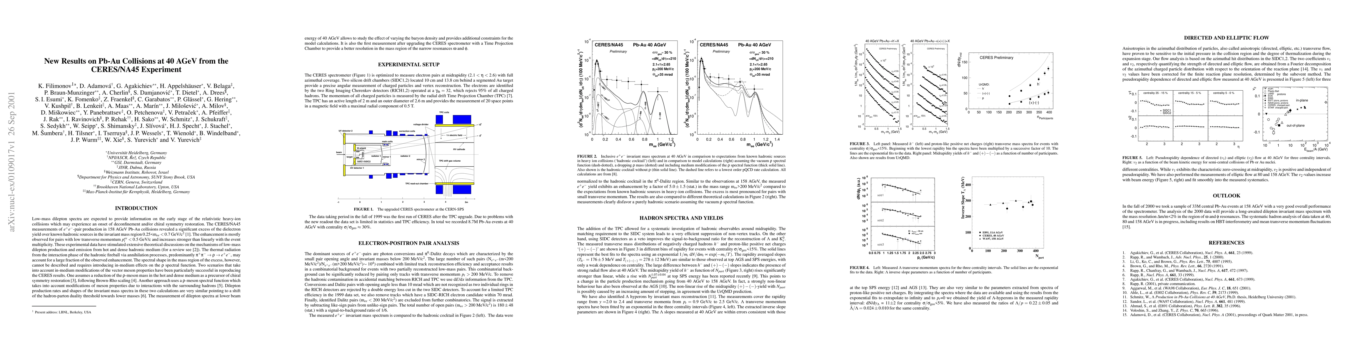 Thumbnail for New Results on Pb-Au Collisions at 40 AGeV from the CERES/NA45
  Experiment