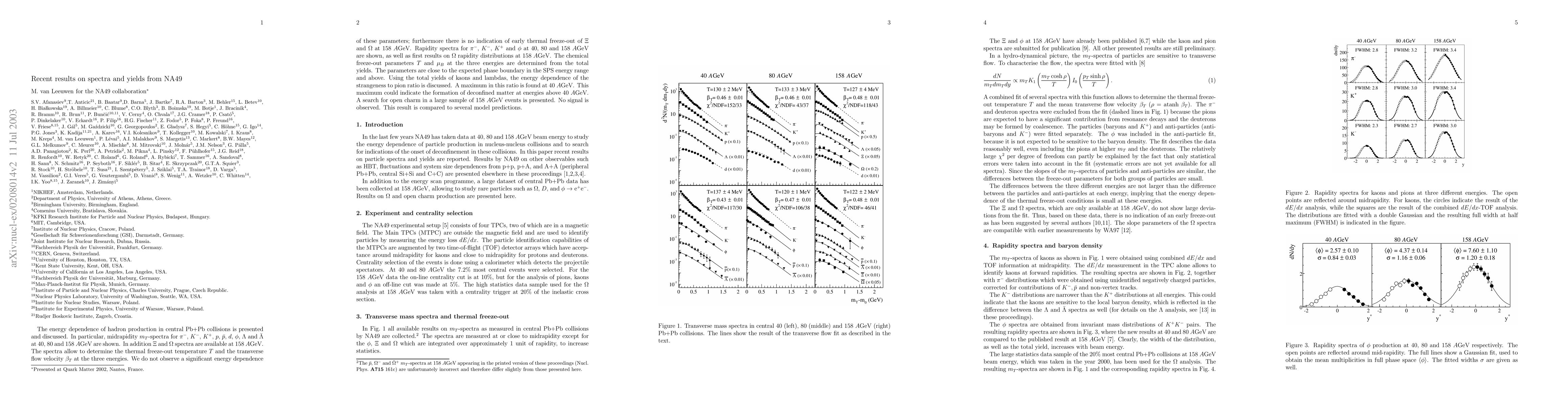 Thumbnail for Recent results on spectra and yields from NA49