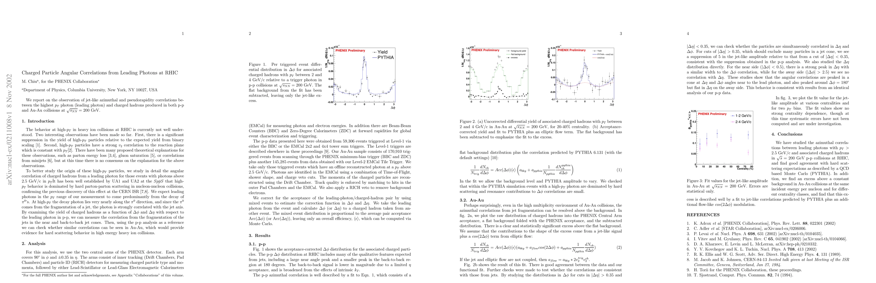 Thumbnail for Charge Particle Angular Correlations from Leading Photons at RHIC