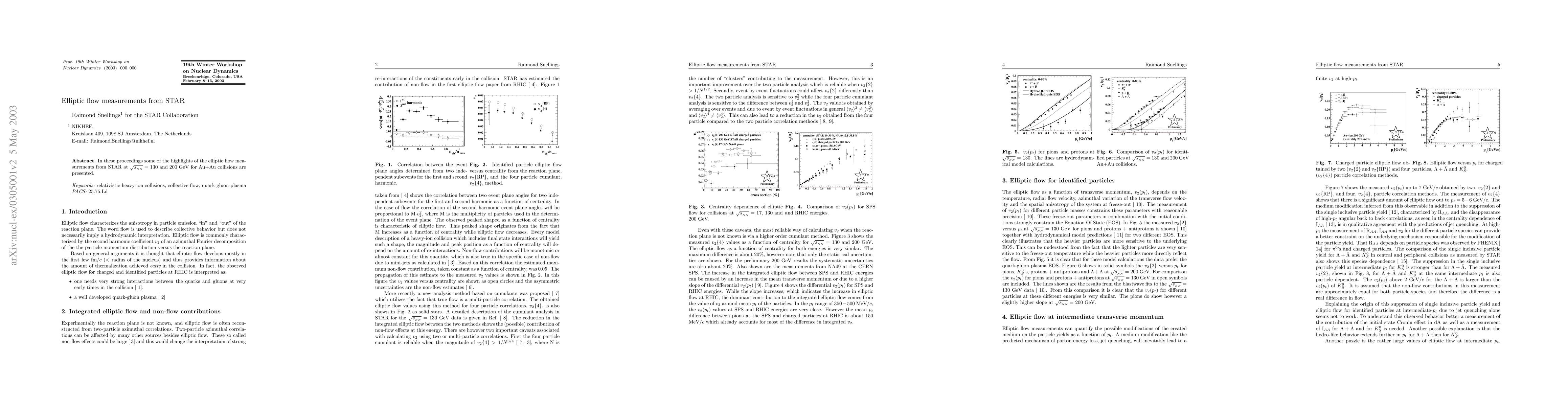 Thumbnail for Elliptic flow measurements from STAR