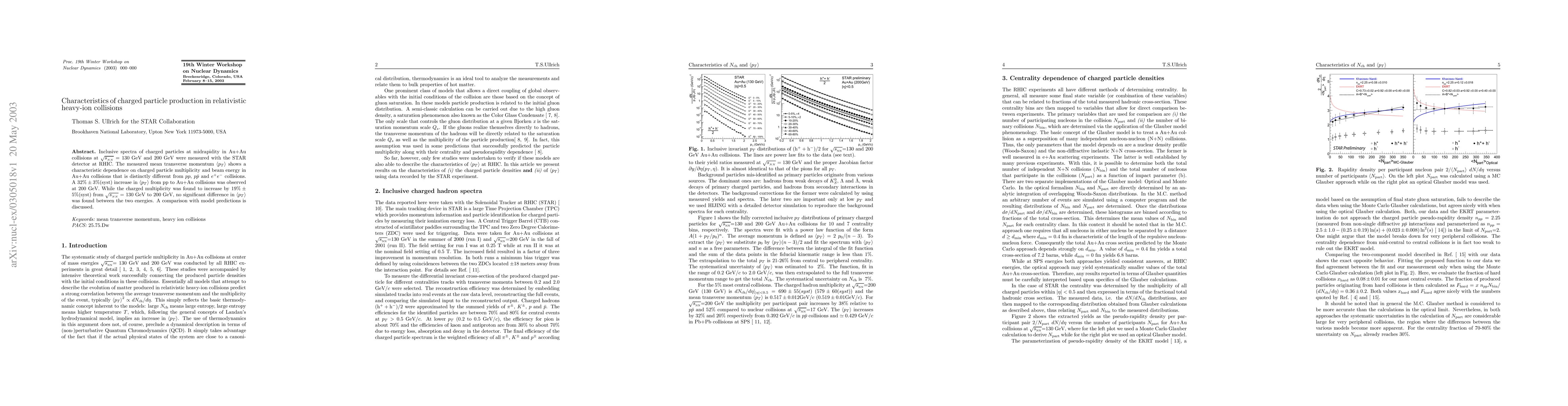 Thumbnail for Characteristics of charged particle production in relativistic heavy-ion
  collisions