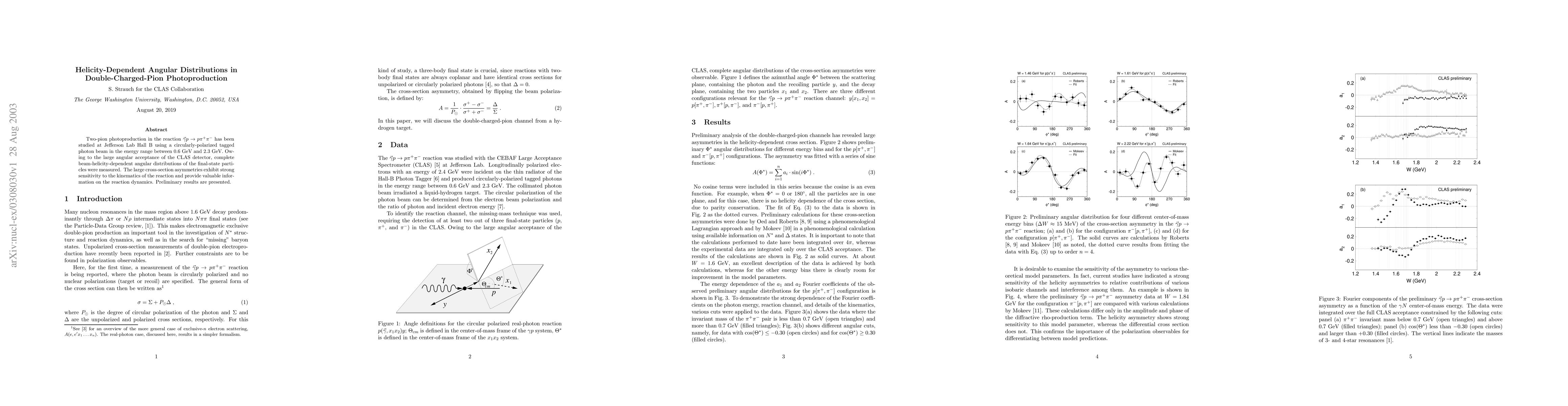 Thumbnail for Helicity-Dependent Angular Distributions in Double-Charged-Pion
  Photoproduction