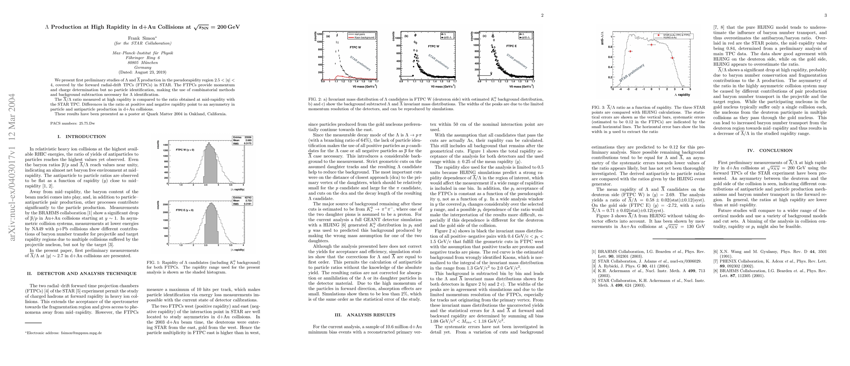 Thumbnail for $\Lambda$ Production at High Rapidity in d+Au Collisions at
  $\sqrt{s_{NN}} = 200$ GeV