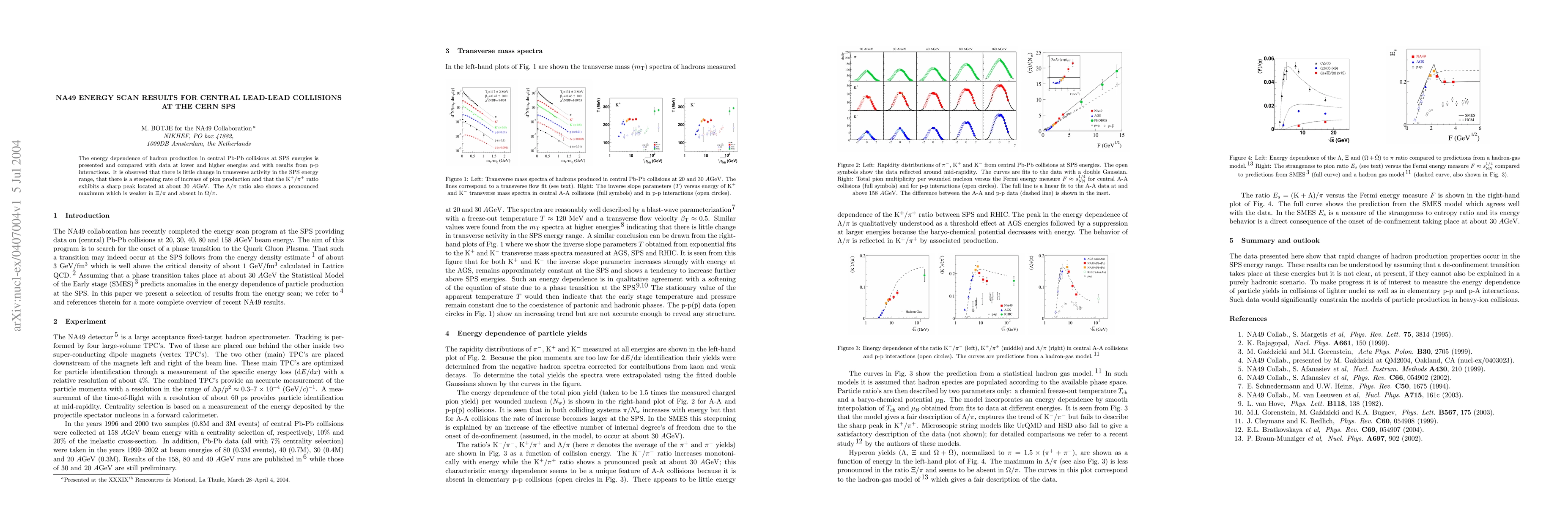 Thumbnail for NA49 Energy Scan Results for Central Lead-Lead Collisions at the CERN
  SPS