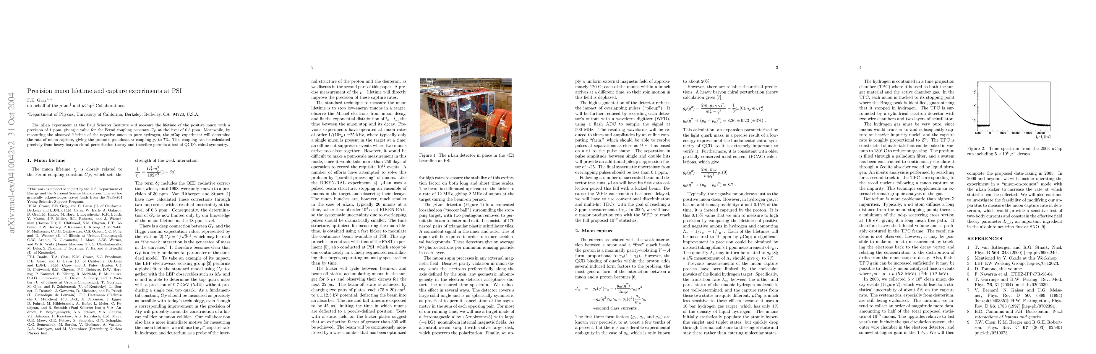 Thumbnail for Precision muon lifetime and capture experiments at PSI