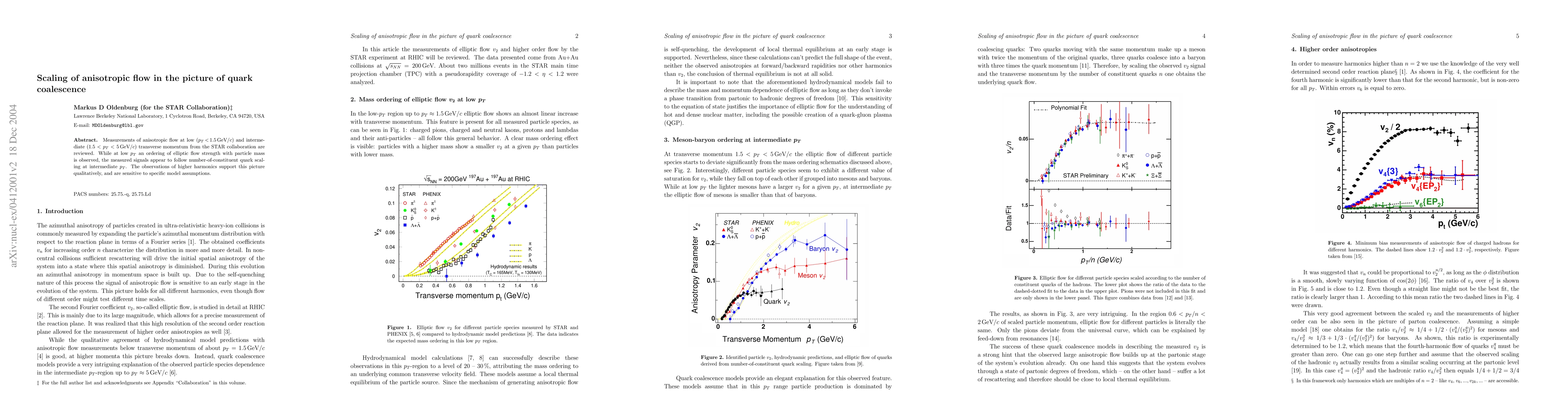 Thumbnail for Scaling of anisotropic flow in the picture of quark coalescence