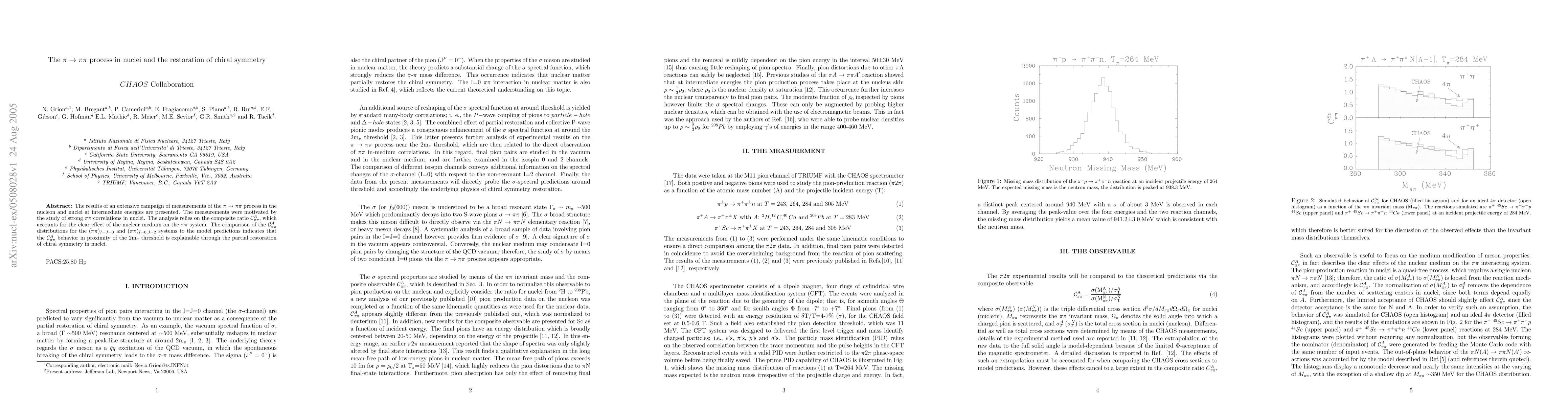 Thumbnail for The pi -> pi pi process in nuclei and the restoration of chiral symmetry